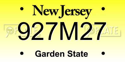 927M27 New Jersey License Plate