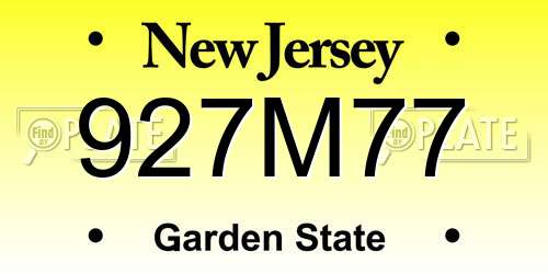 927M77 New Jersey License Plate