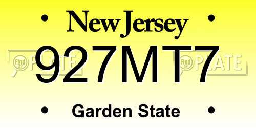 927MT7 New Jersey License Plate