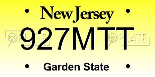 927MTT New Jersey License Plate