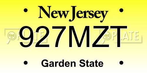 927MZT New Jersey License Plate