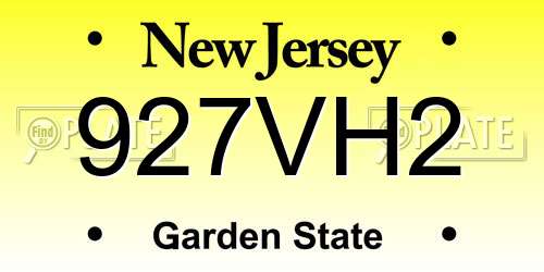 927VH2 New Jersey License Plate