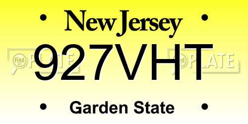 927VHT New Jersey License Plate
