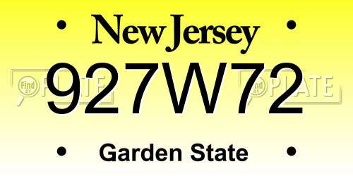 927W72 New Jersey License Plate