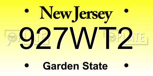 927WT2 New Jersey License Plate