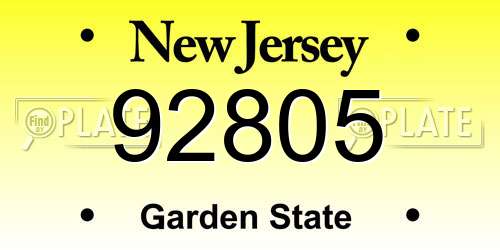92805 New Jersey License Plate