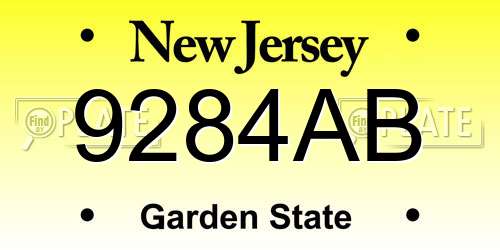 9284AB New Jersey License Plate
