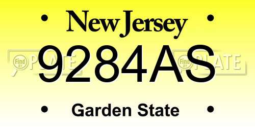 9284AS New Jersey License Plate