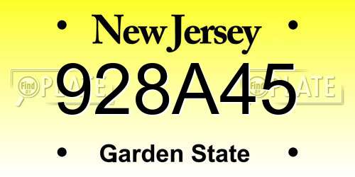 928A45 New Jersey License Plate