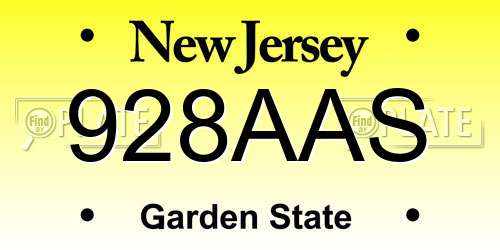 928AAS New Jersey License Plate