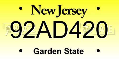 92AD420 New Jersey License Plate