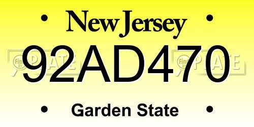 92AD470 New Jersey License Plate