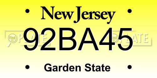 92BA45 New Jersey License Plate