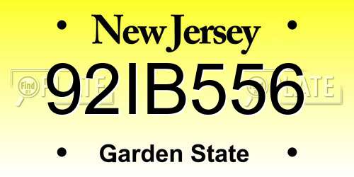 92IB556 New Jersey License Plate