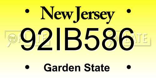 92IB586 New Jersey License Plate