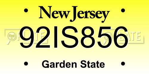 92IS856 New Jersey License Plate