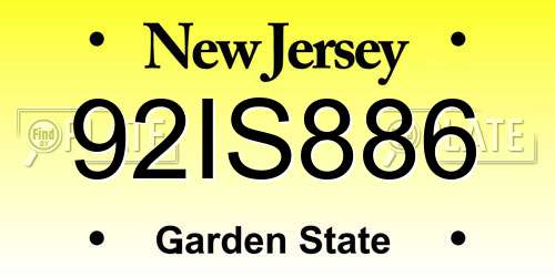 92IS886 New Jersey License Plate