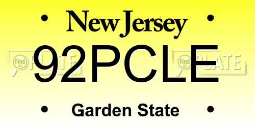 92PCLE New Jersey License Plate