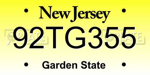 92TG355 New Jersey License Plate