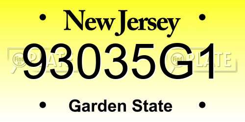 93035G1 New Jersey License Plate