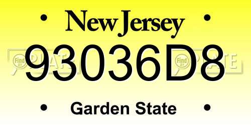 93036D8 New Jersey License Plate