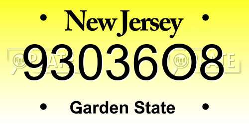 93036O8 New Jersey License Plate