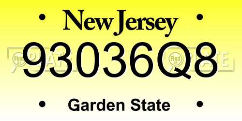 93036Q8 New Jersey License Plate