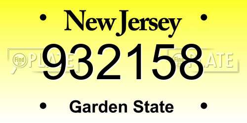 932158 New Jersey License Plate