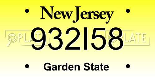 932I58 New Jersey License Plate