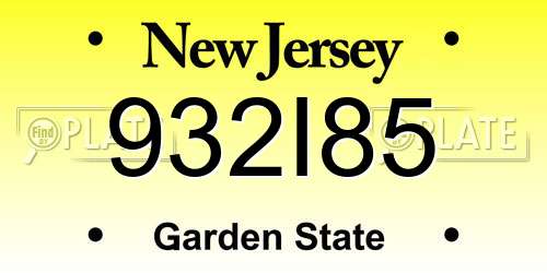 932I85 New Jersey License Plate