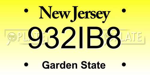 932IB8 New Jersey License Plate