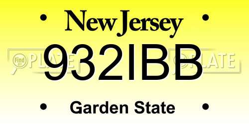 932IBB New Jersey License Plate