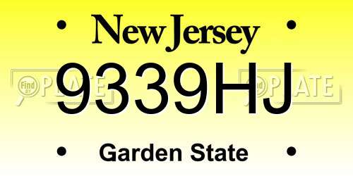 9339HJ New Jersey License Plate