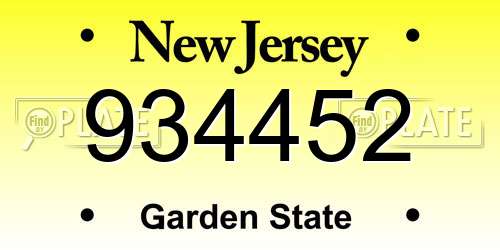 934452 New Jersey License Plate