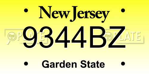 9344BZ New Jersey License Plate
