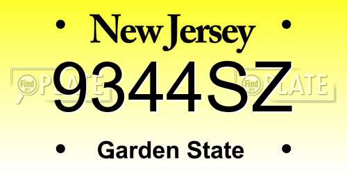 9344SZ New Jersey License Plate