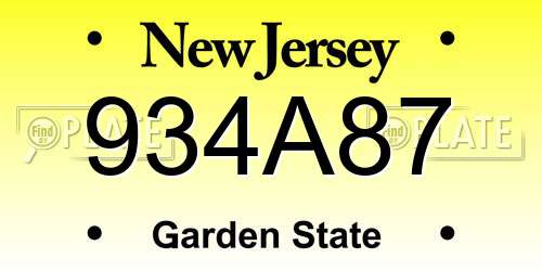 934A87 New Jersey License Plate