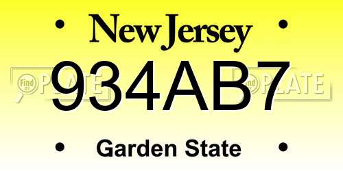 934AB7 New Jersey License Plate