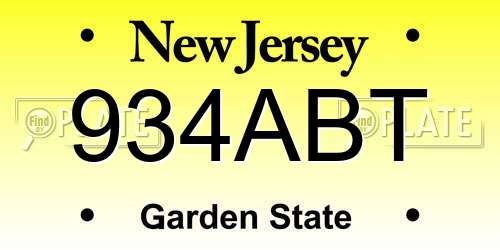 934ABT New Jersey License Plate