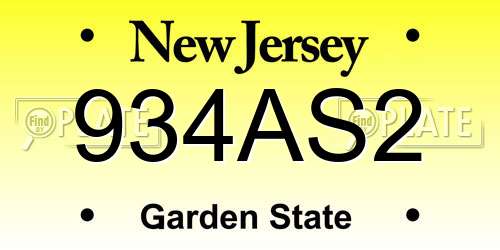934AS2 New Jersey License Plate