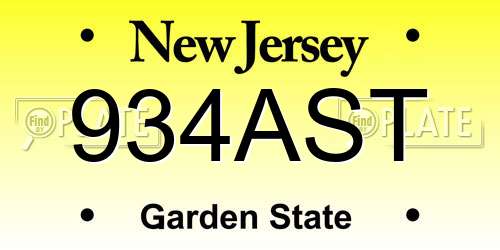 934AST New Jersey License Plate