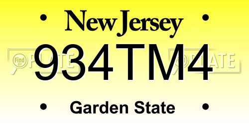 934TM4 New Jersey License Plate
