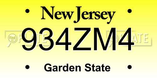 934ZM4 New Jersey License Plate