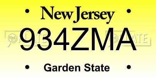 934ZMA New Jersey License Plate