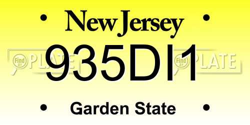 935DI1 New Jersey License Plate