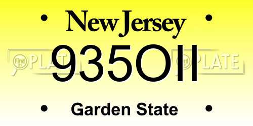 935OII New Jersey License Plate