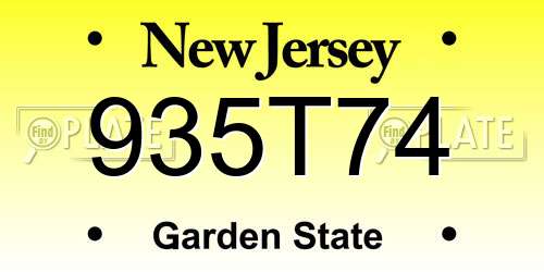 935T74 New Jersey License Plate