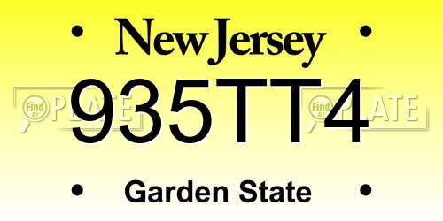 935TT4 New Jersey License Plate