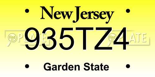 935TZ4 New Jersey License Plate