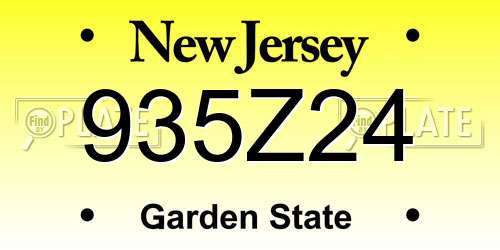 935Z24 New Jersey License Plate